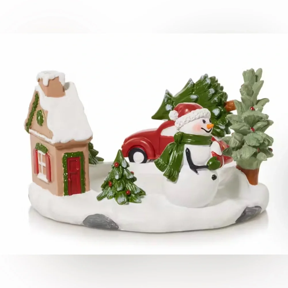NIB Yankee Candle Winter Buggy Resin Candle Holder Red Car Christmas Tree